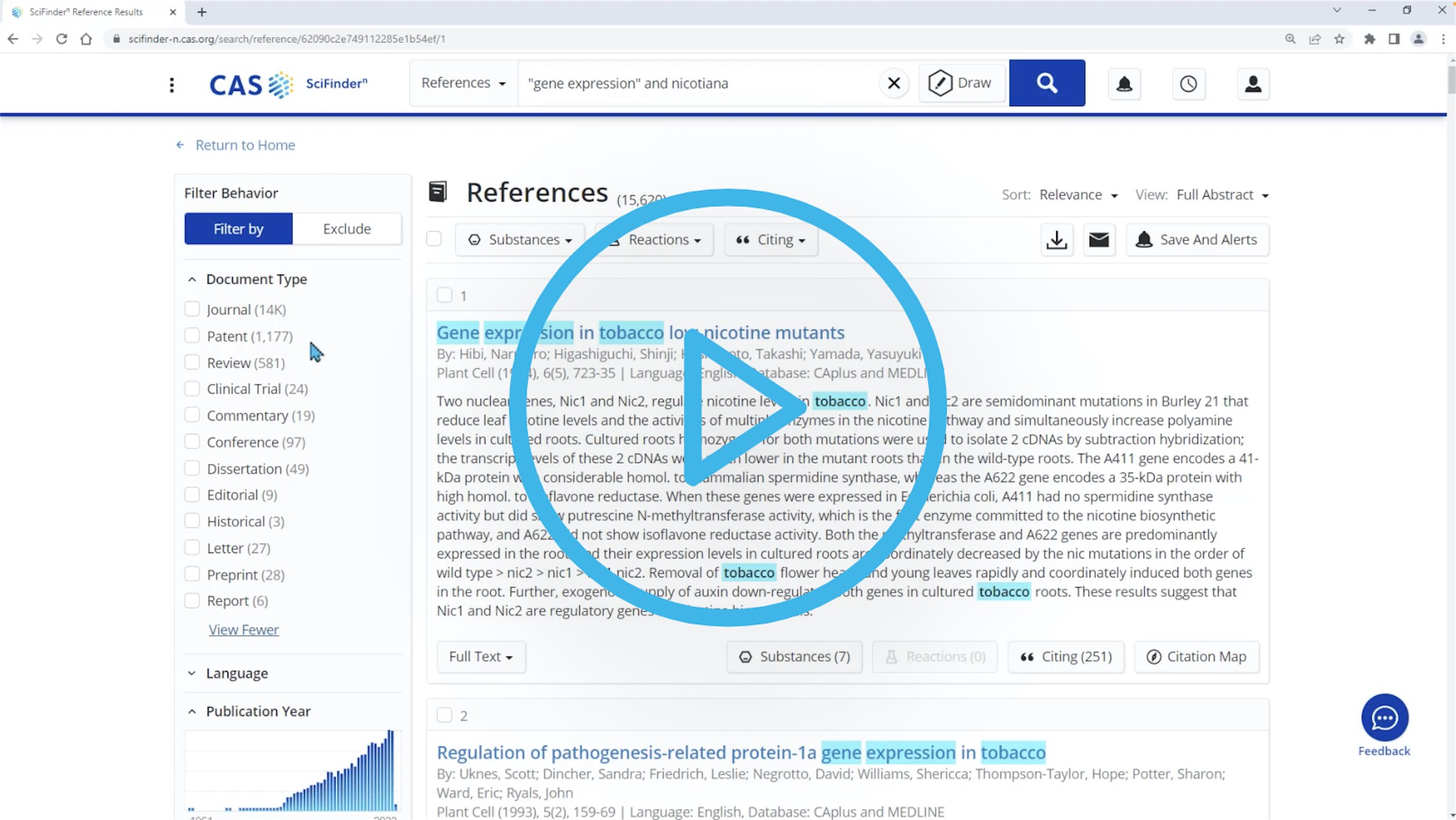 Biology-focused reference searching