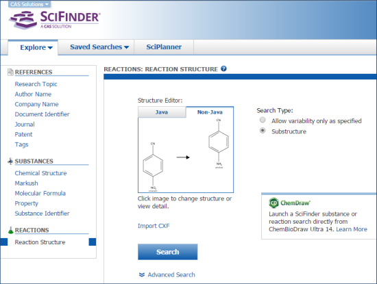 Explore Reactions in SciFinder