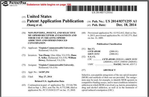 PatentPak in STNext - patent front page