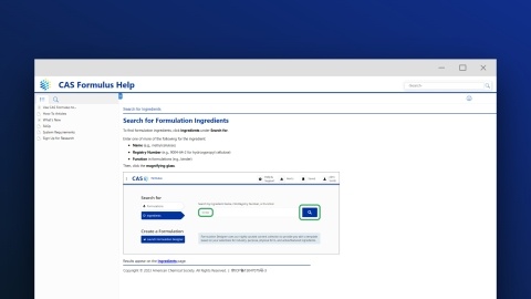 Search for formulation ingredients screen capture